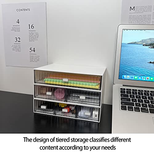 Stackable Office Supplies Drawer Organizer, Plastic Storage Drawer, Desk Grocery Organizer For Stationery (Purple, 3 Compartments) - color: Purple, size: 3drawers