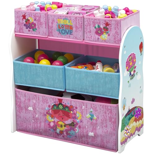 Delta Children Design and Store 6 Bin Toy Storage Organizer, Trolls World Tour - color: Trolls World Tour
