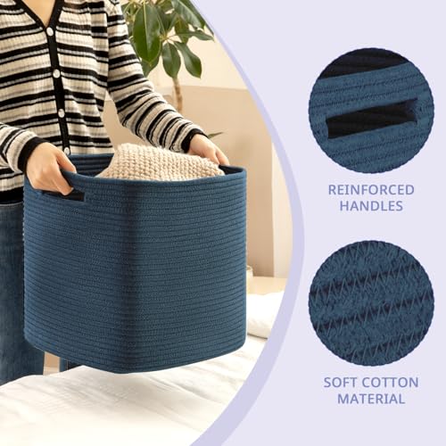 OIAHOMY Storage Cubes, 13 Inch Cube Storage Organizer, Collapsible Storage Bins, Baskets for Organizing, Storage Bins for Shelves-Blue, 2-PACK - color: Blue, size: 2Pcs-13*13*13inch