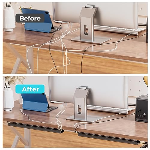Delamu 2 Pack Safe & Tidy Cable Management Solution - Protect Kids & Pets with Home & Office Cable Management Under Desk, Cable Organizer, Cable Management Kit, Cord Organizer for Desk, 15.7in x 2 - color: Black, size: 31.4in L*2in W*1in H