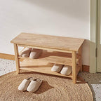 XKZG Storage Bench Wooden Shoe Rack Bench Simple Style Wood Entryway Bench (Natural,31.5") - color: Natural, size: 31.5"W x 11.8"D x 16.5"H