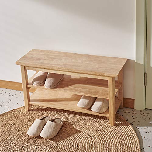 XKZG Storage Bench Wooden Shoe Rack Bench Simple Style Wood Entryway Bench (Natural,31.5") - color: Natural, size: 31.5"W x 11.8"D x 16.5"H