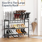 DIMJ Boot Rack 4-Tier - Black Metal Boot Storage Rack for Tall Boots Organizer, Multiuse Shoe Rack for Boots, Sneakers, High-Heel, Entryway, Fits 8-Pairs - size: 1 Pack - 4 Tier 8 Pairs