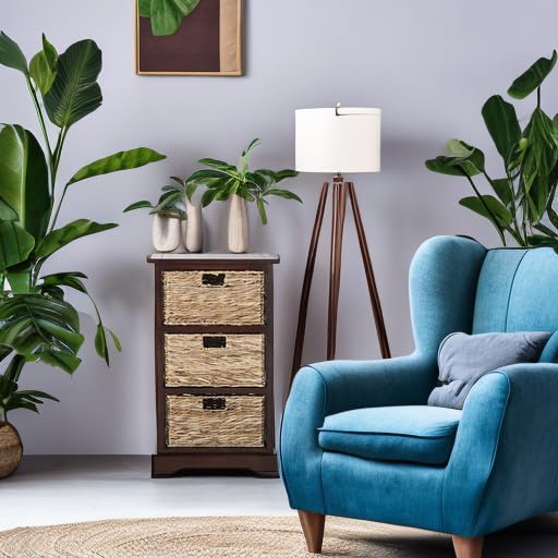 SAFAVIEH Home Collection – Halle Cherry Storage Side Table with Wicker Baskets, Farmhouse Accent Storage, Fully Assembled (AMH5738C) - color: Cherry
