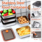 10 Set Stainless Steel Food Containers with Lids, Metal Leak-Proof Food Storage Containers Reusable Stackable Meal Prep Container for Lunch Picnic Travel, Dishwasher & Freezer Safe (16 oz)