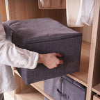 iwill CREATE PRO Pack of 2, Fabric Folding Washable Clothes Storage Boxes with Zip Lid for Wardrobe, Black Gray - color: Black Gray