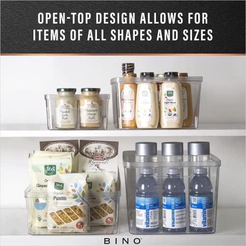 BINO | Plastic Storage Bins, Square - 3 Pack | THE LUCID COLLECTION | Multi-Use Bins | Built-In Handles | BPA-Free | Clear Containers | Fridge Organizer | Pantry & Home Organization - size: 3PK - SQUARE