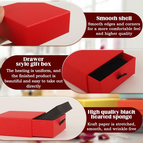 Coobbar Luxury Velvet-Lined Jewelry Gift Box 12-Pack, Compact Drawer Style Organizer for Earrings & Rings, Elegant Bracelet Display Box, Small Jewelry Storage Box, 3.5x3.5x1.26 Inches (Red) - color: Red