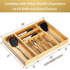 Umilife Bamboo Kitchen Utensils Organizer, Extra Long High Silverware Drawer Holder, Flatware Cutlery Storage Box, Multi-Use Drawer Divider in Office, Bathroom, Pantry - 17"x6"x2.5" (Set of 2) - size: 17 x 6 x 2.5" (Standard, Set of 2)