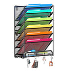 Ekisemio 7-Tier Wall File Organizer, Hanging Mesh File Holder with 4 Hooks, Sturdy Metal File Rack for Desk or Wall, Home Office Storage, Black