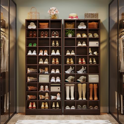 Tribesigns 10-Tier Shoe Storage Cabinet, Espresso Wooden Shoe Rack with 30 Cubbies, Freestanding Tall Entryway Shoe Organizer for Closet, Entryway, Living Room - color: Espresso