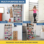 Sundaze Shoe Rack - 10 Tier Metal Shoe Rack for Front Door Entrance, Sturdy Tall Shoe Organizer for Closet, Bedroom, Entryway, Garage, Black Metal Shoe Shelf, Holds Up to 50 Pairs