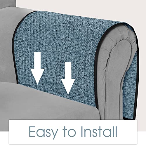 Joywell Remote Holder for Couch Non Slip Sofa Armrest Organizer Armchair Caddy with 6 Pocket Storage for Magazine, Tablet, Phone, iPad, Grey-Blue - color: Grey-blue, size: 19'' x 35''