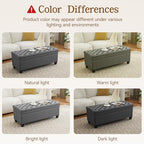 WUTUTUEE 51" Fabric Storage Ottoman Bench, Upholstered Rectangle End of Bed Storage Ottoman Tufted Living Room Bedroom Bench with Safety Hinge, Solid Wood Legs, Loads 500 lb(Dark Grey) - color: Dark Grey-fabric