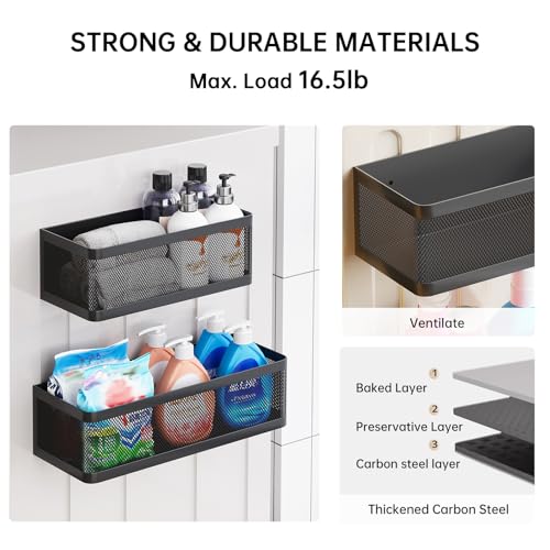 Magnetic Shelf for Washing Machine Laundry Room Magnetic Organizer Laundry Shelves Organizer Washing Machine Shelf Hanging Basket Storage Magnet Fridge Shelves (Black, L13.78in*W5.12in*H3.94in) - color: Black, size: L13.78in*W5.12in*H3.94in