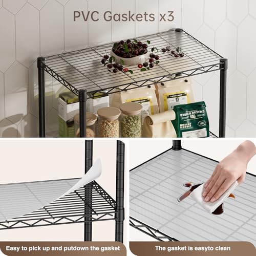 Golpart 5 Tier Shelves Storage Shelf Wire Closet Bathroom Organizers Metal Pantry Kitchen Garage Shelving Unit Laundry Room Organization Home Rack Net Basket Black with Wheels 14”D X 24”W X 61”H - color: Black, size: 5 shelves (14 "D X 24 "W X 61 "H)