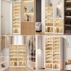 EHAMILY 6 Tier Foldable Shoe Rack Organizer for Closet 12-24Pairs Plastic Collapsible Shoe Shelf for front door entrance Stackable Clear Folding Shoes Storage Boxes XLarge Shoe Cabinet - size: 6 Tiers 24 Pairs