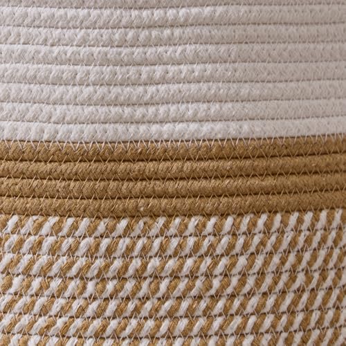 Luxury Little Extra Large Nursery Storage Basket, 20 x 20 x 13.8 inches - 100% Cotton Rope Baskets with Handles, Blanket Basket for Toys, Blankets & Pillows (Gradient Brown) - color: Gradient Brown