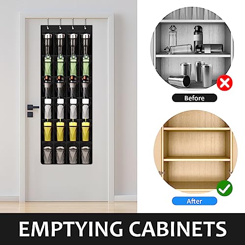 Tumbler Organizer,Water Bottle Organizer 24 Holders Over The Door Water Bottle Storage Rack Stanley Cup Organizer Various Sizes Cup Organizer For Kitchen Cabinet Pantry Closet Bedroom Bathroom