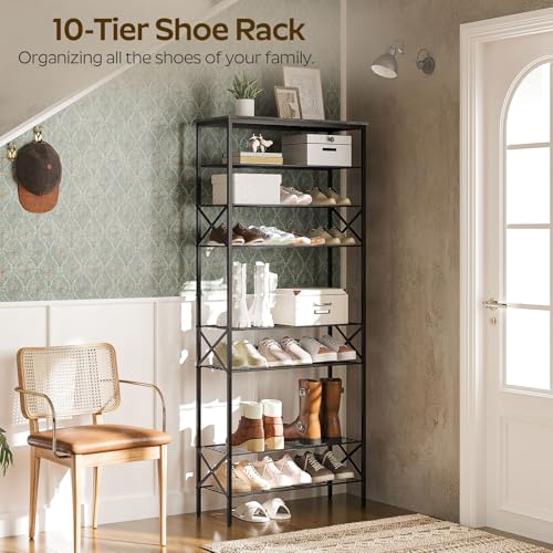 YATINEY 10 Tier Shoe Rack, Large Capacity Shoe Storage Organizer Holds 40 Pairs, Sturdy and Stable, for Entryway, Hallway, Closet, Dorm Room, Charcoal SS10BCG1 - color: Charcoal + Black, size: 27.8" x 10.8" x 65.7"