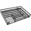 Metal Mesh Desk Drawer Organizer Tray, 6-Compartment Office Drawer Organizer for Pens Supplies, 12.6"x8.27"x1.57" Black - color: 1pc packed black