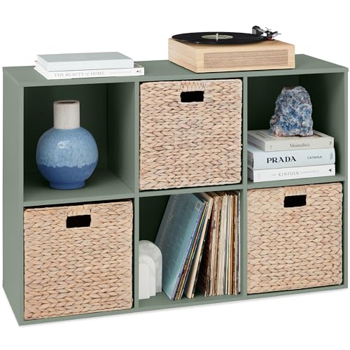 Best Choice Products Kids Bookcase 6-Cube Storage Organizer, 13.5in Shelf Opening, Bookshelf, Toy Storage, Customizable w/ 3 Removable Back Panels – Sage - color: Sage, size: 6-Cube, 13.5in Shelf Opening