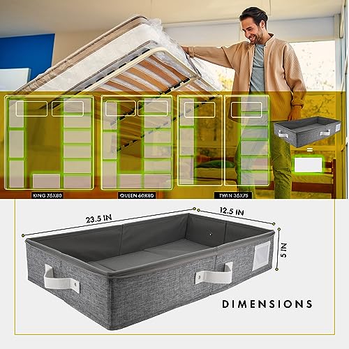 HOMELUX THEORY 2pc Under Bed Storage Containers, Bedroom Under the Bed Drawer Storage Organizer with Bins and Lids, Medium Underbed Clothes Storage Box Ideal for Blanket, Fabric, & Shoes (LightGray) - color: Light Gray, size: Medium (2pc)