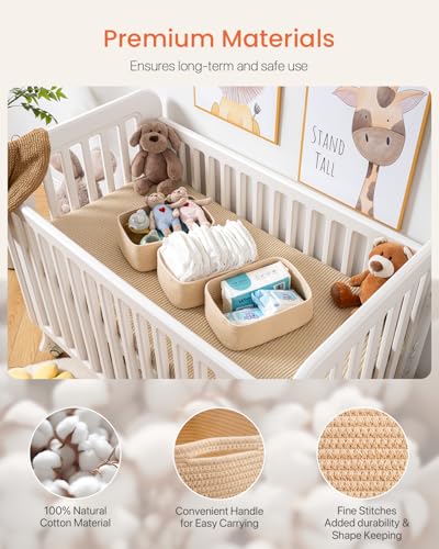 Small Woven Basket, 12 x 8 x 4.5 Inches, Storage Basket for Organizing, Cute Small Rope Shelf Closet Cube Storage Bins Baskets for Shelves, Dog Toy Gift Baskets Empty, 3 Packs, Beige - color: Beige, size: 12"L x 8"W x 4.5"H