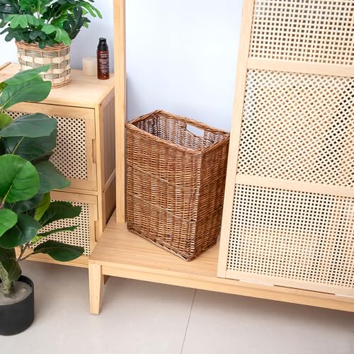 Storage Basket, 20L Slim Wicker Laundry Basket for Bedroom, Bathroom - Brown