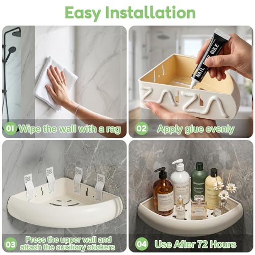 Shower Caddy Hanging, Never Rust Shower Organizer Hanging, Aluminum Shower Racks for Inside Shower with Hooks for Razor, Bathroom Organizers and Storage with Soap Holder, White