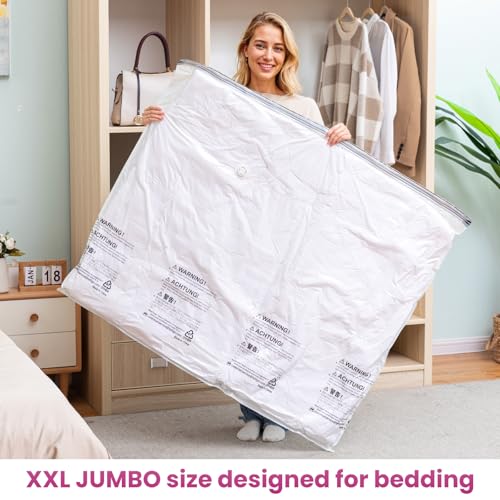 TAILI 8 Pack Vacuum Storage Bags, XXL Jumbo (47x39 Inch), Vacuum Sealed Bags for Comforter and Blankets, Bedding, Clothing, Giant Space Saver Bags for Huge Stuffed Toy - size: 8 XXL