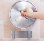 Stainless Steel Wall Mounted Cutting Board Holder Punch-Free Adhesive Multifunctional Kitchen Organizer Pot Lid Storage Rack 7" x 2.3" x 1.8" - color: Silver
