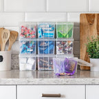 IRIS USA Vertical Plastic Flip Top Storage Containers Bins with Lids for Pantry, Home, Office, Organization, Small, Stackable Hinged Organizer with Latches, Clear, 10 Pack - size: Small - 10 Pack