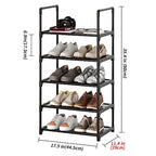 5-Tier Small Shoe Rack,Stackable Shoe Shelf Storage Organizer for Entryway Hallway Closet Bathroom Living Room(Black-5Tier) - color: Black-5tier