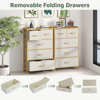 LOKO Fabric Dresser with 5 Drawers, Bamboo Chest of Drawers, Vertical Storage Tower for Small Space, Storage Organizer Unit for Bedroom, Entryway, Living Room, Laundry Room, Closet - size: 12"D x 23"W x 37"H (5 Drawers)