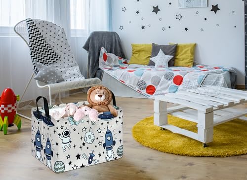Rec Spaceman Print Box Hamper Storage Basket Collapsible Organizer Bin Gift Shelf Baskets for Home and Kitchen Storage - color: Space