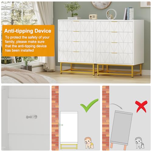 4 Drawer Fabric Dresser Organizer Chest - Small Storage Drawers for Bedroom, Closet and Living Room, Compact Clothing Storage Solution, Modern Narrow Nightstand End Table, White - color: 4 Drawer-white