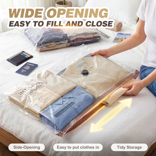 Vacuum Seal Bags for Clothing Travel with Rechargeable Electric Pump, Space Saver Vacuum Storage Bags Travel, Reusable Compression Bags for Luggage Home (14pcs Checkered) - color: 14pcs Checkered