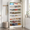 Tribesigns Shoe Cabinet, 9 Tiers 40-45 Pairs Heavy Duty Wood Freestanding Shoe Storage Cabinet, 70.8'' Tall Shoe Cabinet with Open Storage for Entryway, White - color: White