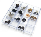 carrotez Small Stackable Jewelry Organizer Tray, 16 Grid, Clear Plastic Drawer Organizer for Makeup, Accessories, Desk, Vanity