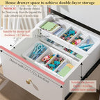 3 Pcs Expandable Drawer Organizer Bins Adjustable Deep Drawer Hanging Organizer Tray Expandable 11.4 to 18.1 Inches Plastic Dividers Storage for Office Bathroom Bedroom Kitchen Desk, White
