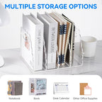 Adevar Clear Acrylic Magazine File Holder 4 Vertical Magazine File Organizer Binder Book Holder for Desk Acrylic Desk Organizer Clear Office Racks & Displays for Office Home Classroom - size: B5, 4 Sections
