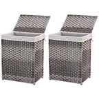 Mxfurhawa Slim Laundry Basket on Wheels, Heavy Duty Cotton Liner Laundry Storage Hamper with Handles, Collapsible Clothes Wire Basket Organizer Laundry Bag (2PCS-02A) - color: 2PCS-02A
