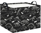 Rectangle Storage Basket with Handles,Collapsible Storage Bin,Books Box,Gift Basket(Black Line Dinosaur) - color: Black Line Dinosaur