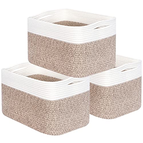 MINTWOOD Design 3-Pack Storage Baskets for Shelves, Playroom and Classroom Basket, Book Decorative Cube Bins, Woven Closet Organizers, Baby Nursery Baskets, Light Brown - color: Oatmeal Brown