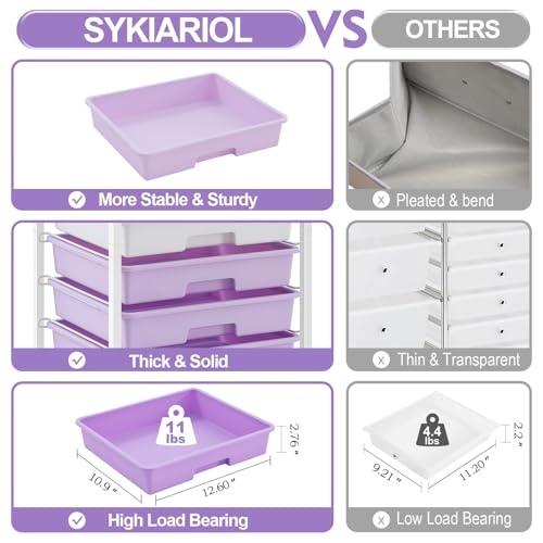 SYKIARIOL Rolling Cart with Drawers,Utility Cart With 8 Drawers and Wooden Tabletop for Living Room,Classroom,Bedroom,Bathroom,Dorm,Office,Purple - color: Purple