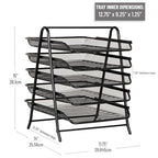 Mind Reader 5-Tier Paper Tray, Desktop Organizer, File Storage, Office, Metal Mesh, 11.75"L x 14"W x 15"H, Set of 2, Black - style: 5-Tier