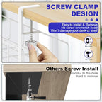 15.7” Under Desk Cable Management Tray, No Drill Heavy Duty Steel Standing Desk Cable Management, Wire Management Tray Cable Rack with Clamp Mount, Adjustable Metal Under Desk Tray (White, 1 Pack) - color: White, size: 1 Pack