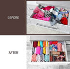 6-Pack Drawer Dividers - 2.6 Inches High, Adjustable 16 to 22 Inches Bamboo Drawer Organizer, Large Expandable Separator for Clothes, Dresser, Bedroom, Bathroom, Baby, Office, Kitchen Utensils, Gray - color: Gray