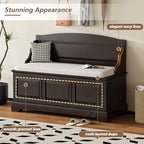 Knocbel Rustic Entry Storage Bench with Hidden Compartments and Removable Cushion, Wooden Entryway Hallway Foyer Shoe Bench Bedroom End of Bed Bench (Espresso and Beige) - color: Espresso and Beige